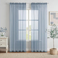 MIULEE 2 Panels Solid Color Sheer Window Curtains Elegant Window Voile Panels/Drapes/Treatment for Bedroom Living Room (54X90 Inches Dusty Blue)