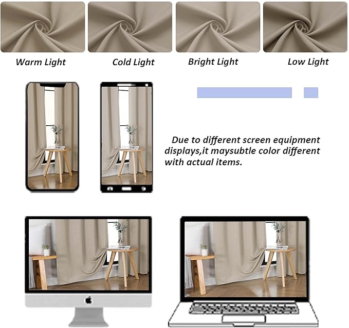 Simplebrand Ava Biscotti Beige Blackout Curtains for Bedroom 96 Inches Long 2 Panels, Solid Thermal Insulated, Energy Saving Nursery Window Treatment Curtains Blackout Drapes, W40 x L96 Inch
