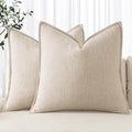 MIULEE Decorative Linen Pillow Covers 16x16 Inch Natural Beige Boho Farmhouse Neutral Couch Throw Pillows for Bed Pack of 2 Accent Modern Pillowcase Sofa Livingroom Home Decor