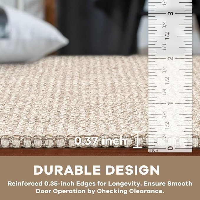 KOZYFLY Washable Area Rug 4x6 ft Non Slip Rubber Backed Living Room Rugs Braided Woven Cotton Kitchen Rugs Indoor Outdoor Entryway Rug Floor Carpet for Dining Living Room Bedroom, Ivory/Khaki