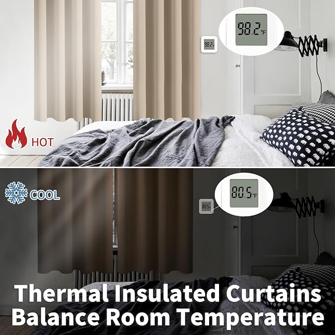BGment Blackout Curtains - Grommet Thermal Insulated Room Darkening Bedroom and Living Room Curtains, Set of 2 Panels (38 x 54 Inch, Sand)
