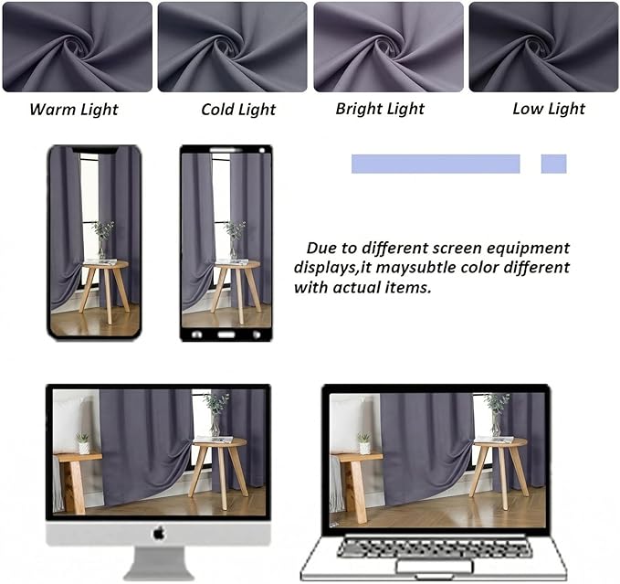 Simplebrand Ava Greyish Purple Short Blackout Curtains for Bedroom 54 Inches Long 2 Panels Set, Solid Thermal Insulated, Energy Saving Window Treatment Curtains Blackout Drapes, W40 x L54 Inch