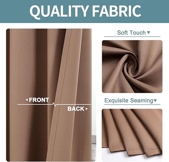 ChrisDowa Grommet Room Darkening Curtains for Bedroom and Living Room - 2 Panels Set Thermal Insulated Blackout Curtains (Cappuccino, 52W x 84L)