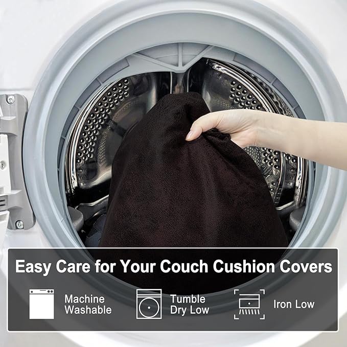 Leather Look Couch Cushion Covers Sofa Seat Slipcovers Sets Couches Furniture Protector for Sectional Armchair Loveseat Pets Kids Stretch Spandex Fabric (3 Cushion XL Sofa, Chocolate)