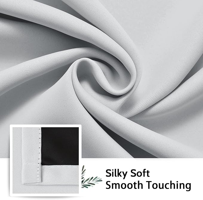 SimpleHome 100% Blackout Curtains for Bedroom,Thermal Insulated Grommet Window Drapes Room Darkening White Curtains for Living Room with Black Back,52 x 96 Inch,2 Panels