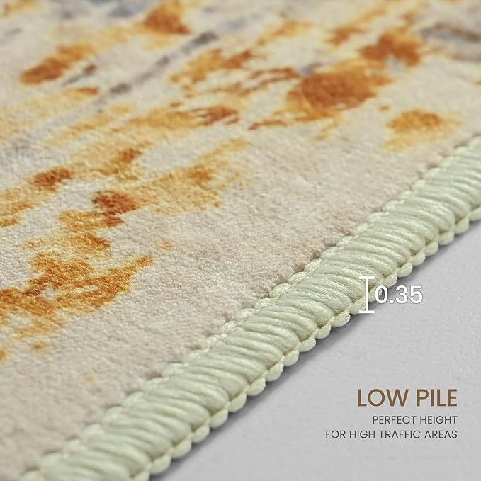 Runner Rug for Kitchen Beige Hallways Runner Rug Non Slip 2'6''x8' Washable Long Runner Rugs with Rubber Backing Soft Abstract Carpet Runner for Entryway, Kitchen, Bedroom, Bathroom