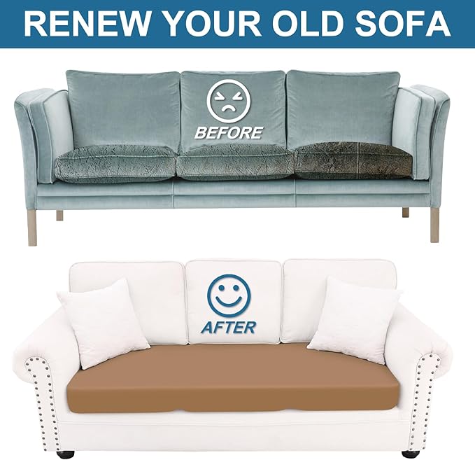 Smiry Printed Couch Cushion Covers, Stretch Soft Couch Covers for Sofa, Washable Non-Slip Sofa Slipcover Furniture Protector for Indoor and Outdoor (3 Pack, Camel)