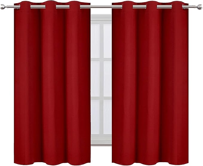 LEMOMO Red Thermal Blackout Curtains/38 x 54 Inch/Set of 2 Panels Room Darkening Curtains for Bedroom