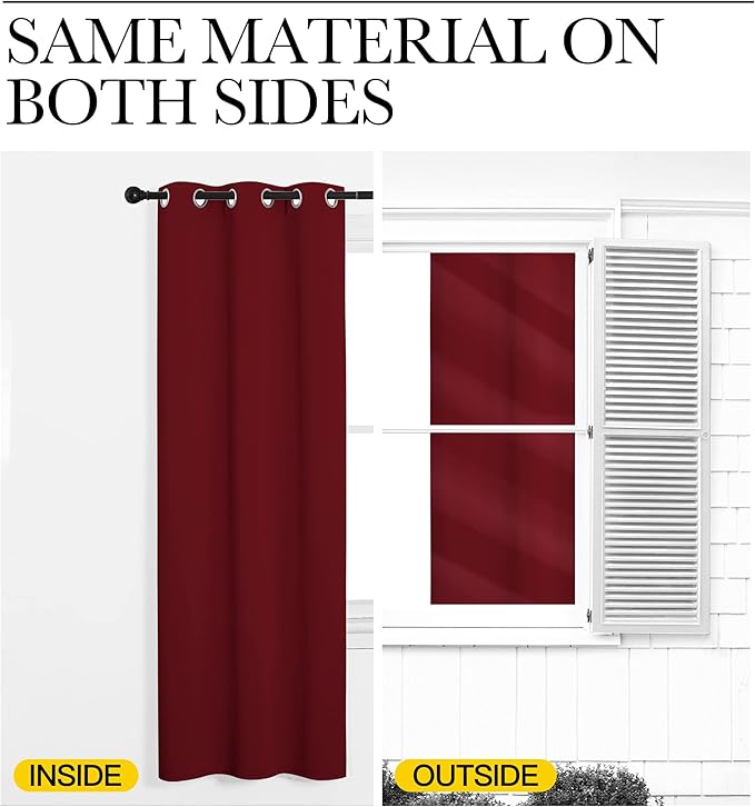 NICETOWN Burgundy Red Blackout Curtains 120 inches Length for Living Room, 2 Panels, 55" Wide, Thermal Insulated Long Drapes for Large Window