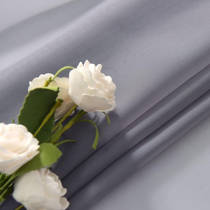 SpaceDresser Basic Rod Pocket Sheer Voile Window Curtain Panels White 1 Pair 2 Panels 70 Width 96 Inch Long for Kitchen Bedroom Children Living Room Yard(Grey,70 W x 96 L)