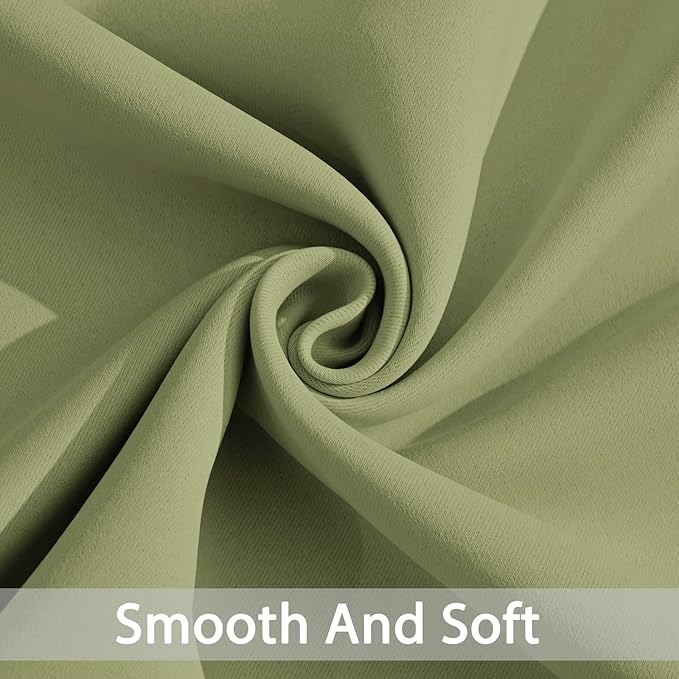 Yakamok Room Darkening Blackout Curtains for Bedroom,Thermal Insulated Grommet Top Light Blocking Window Drapes for Living Room,42W x 63L,Sage Green,2 Panels
