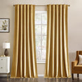 MIULEE Velvet Curtains 96 inches - Luxury Curtains for Bedroom Living Room Room Darkening Thermal Insulated Super Soft Window Drapes Rod Pocket & Back Tab, Golden, W52 x L96 inches, 2 Panels