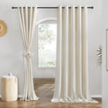 NICETOWN Flax Natural Linen 78 inch Curtains for Doorway, Grommet Thick Flax Linen Door Curtains Privacy Assured with Light Filtering for Patio/Living Room, W68 x L78, 2 Panels