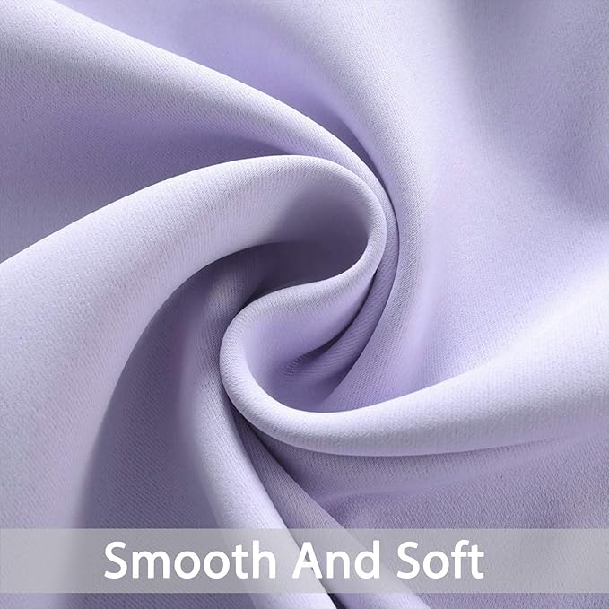 Yakamok Lilac Blackout Curtains 84 Inch Length Room Darkening Thermal Insulated Grommet Window Treatment Drapes Curtain for Bedroom Living Room 52" W x 84" L (Set of 2 Panels,Lavender)