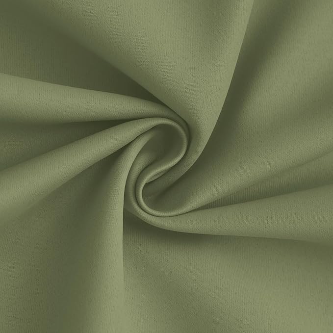 Yakamok 100% Blackout Curtain Panels 96 inches Cold and Light Blocking Drapes for Nursery, 2 Thick Layers Thermal Insulated Draperies (2 Pieces, 50 Wide Each Panel, Sage Front with White Backing)