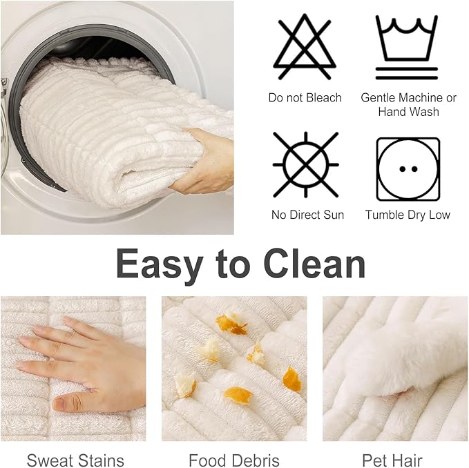 hyha Couch Covers for Dogs Washable, Non Slip Plush Dog Sofa Protectors, Fuzzy Pet Couch Covers for 3 Cushion Sofa Pet Friendly (White, 27.6" x 88")