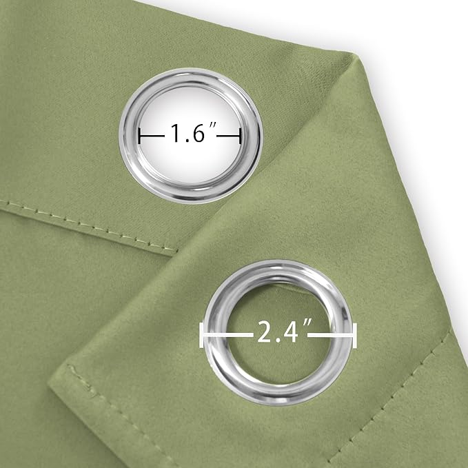 LEMOMO Sage Green Blackout Curtains 66 x 63 Inch Length/Set of 2 Curtain Panels/Thermal Insulated Room Darkening Blackout Curtains for Bedroom