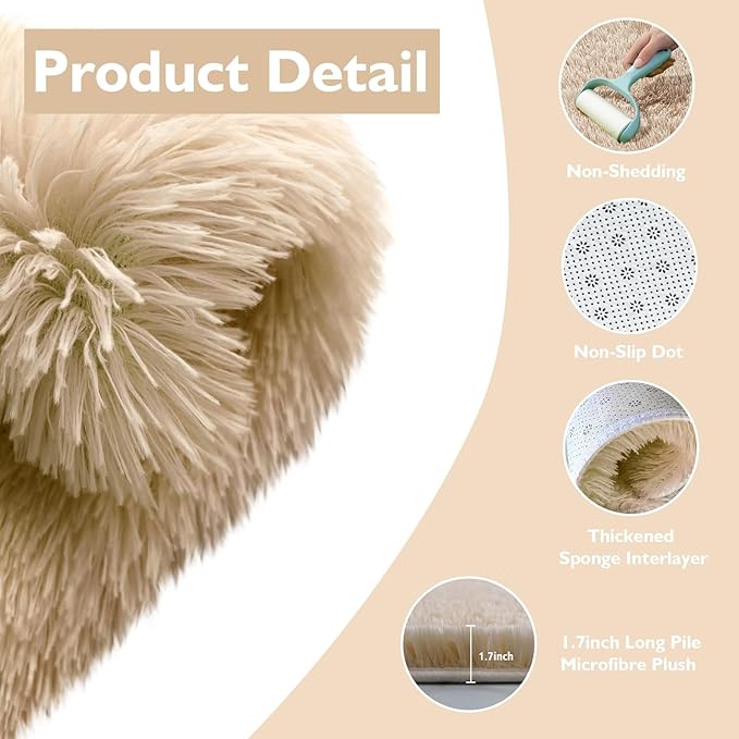 yulidayang Fluffy Round Area Rugs for Bedroom,6'X6'Shag Circle Area Rugs for Girls Room,Non Slip Fuzzy Plush Rug for Kids Room Living Room and Dorm Home Decor Rug