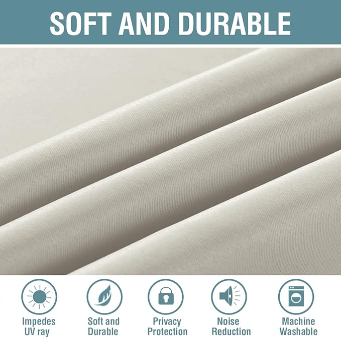 H.VERSAILTEX Blackout Curtain for Living Room Small Window Kitchen Blackout Curtains 45 inch Length Energy Saving Solid Grommet Blackout Drape, One Panel, Ivory/Cream, 52" W x 45" L