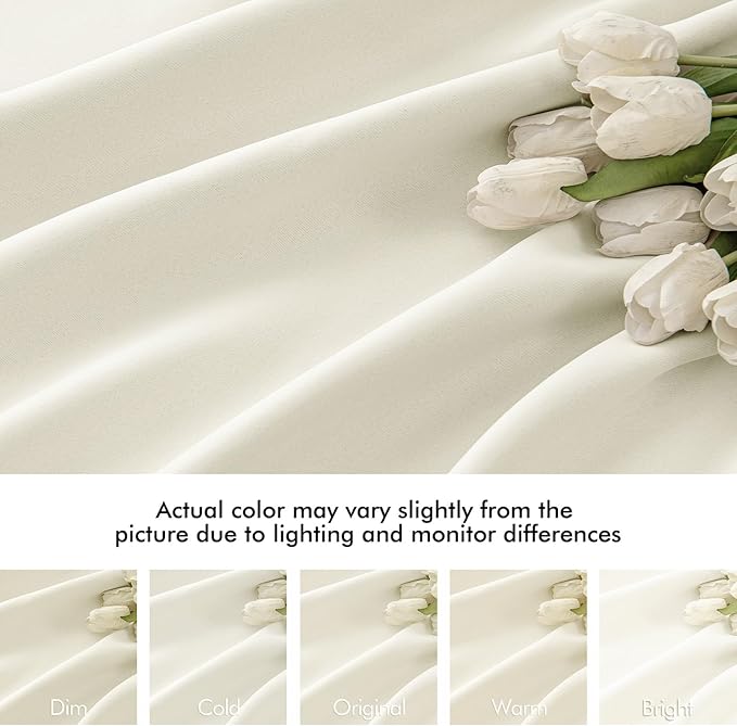 MIULEE Cream Back Tab Blackout Curtains 102 Inch Long 2 Panels Set for Bedroom, Rod Pocket/Pinch Pleated Thermal Insulated Living Room Darkening Light Blocking Floor to Ceiling Drapes