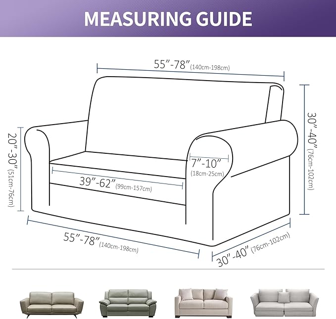 Joccun Christmas Stretch Loveseat Couch Cover Slipcover, 1-Piece Sofa Cover for 2 Cushion Couch Spandex Jacquard Washable Furniture Protector Cover for Living Room,Kids,Pets（Loveseat,Ruby）