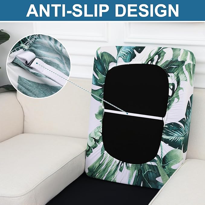 Smiry Printed Couch Cushion Covers, Stretch Soft Couch Covers for Sofa, Washable Non-Slip Sofa Slipcover Furniture Protector for Indoor and Outdoor (2 Pack, Green)