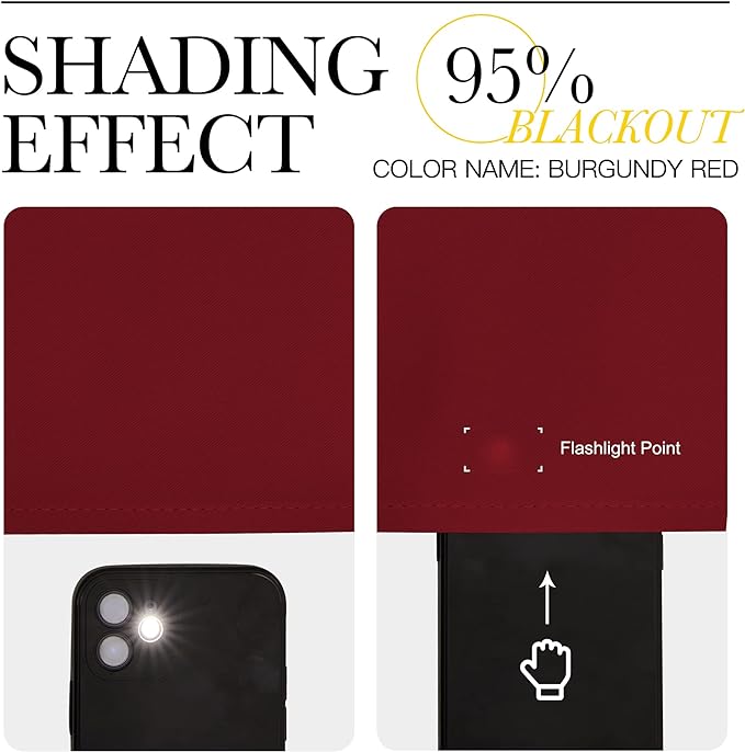 NICETOWN Christmas Burgundy Bedroom Curtains Blackout Draperies, Decorations Thermal Insulated Solid Grommet Top Blackout Drapes for Cafe (One Pair, 34 x 54-inch)