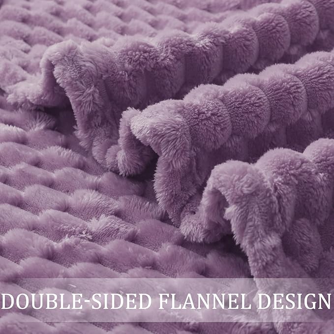 Exclusivo Mezcla Fleece Queen Blanket for Bed, Extra Large Fuzzy Grayish Purple Bed Blankets, Soft Cozy Plush Sofa Throws for All Seasons, 90x90 Inches