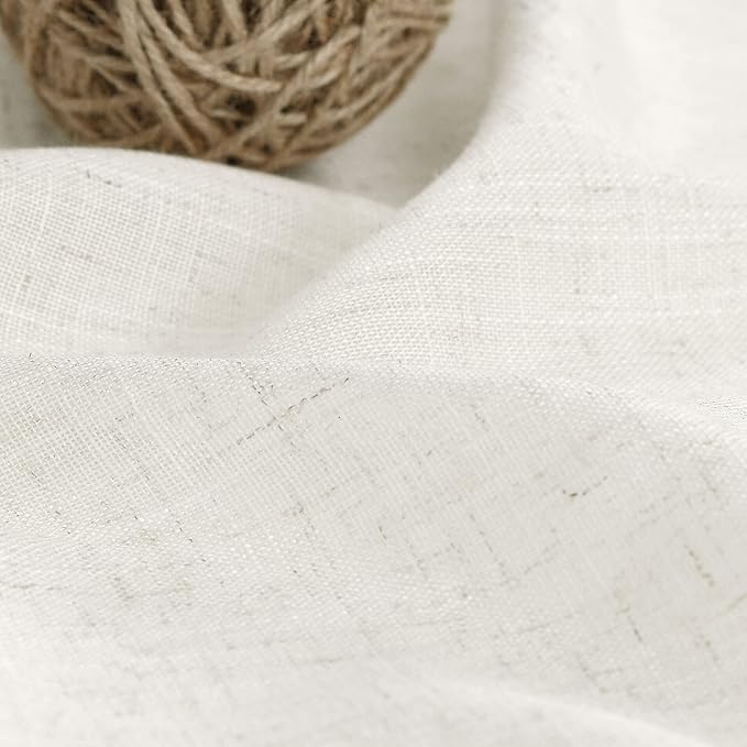 Cream Linen Curtains 125 Inches Long for Living Room Extra Long Back Tab Curtains Neutral Farmhouse Light Filtering Semi Sheer Linen Drapes Ceiling to Floor for Large Window 2 Panels Set 52x125