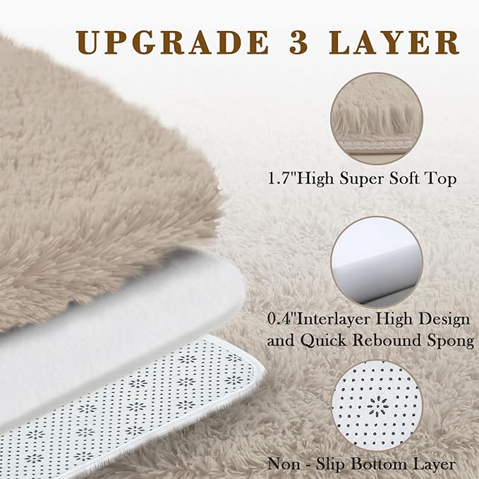 8x10 Area Rugs for Living Room Bedroom, Large Area Rug Shaggy Carpet Soft Plush Furry Bedside Rug, Rugs for Home Decor (Beige, 8 x 10)