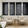 MIULEE Short Sheer Curtains 45 Inches Long, 4 Panels Set, Light Filtering Rod Pocket Curtains for Kitchen/Bathroom Small Windows, 42W x 45 Inches, Black