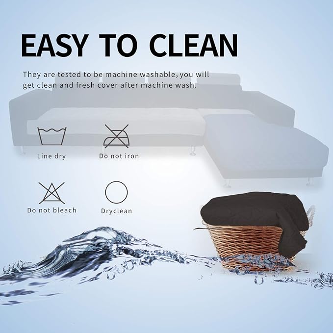Easy-Going Sectional Couch Covers for Dogs L Shape Sofa Cover Reversible Sofa Slipcover Chaise Lounge Cover Furniture Protector Cover for Pets Dog Cat (42 x 68 inches, Chocolate/Chocolate)