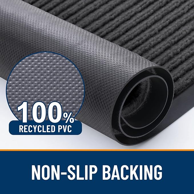 OLANLY Front Door Mat Indoor Outdoor Entrance, Waterproof Heavy Duty Doormat, Fade Resistant, Low Profile, Easy Clean Patio Porch Welcome Floor Mats for Entry, 71x47, Charcoal Grey