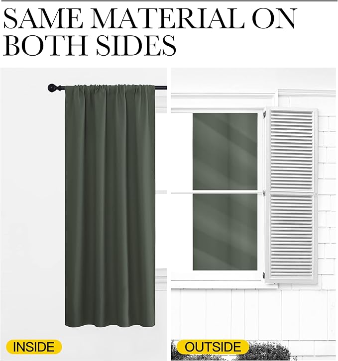 NICETOWN Bedroom Curtains Blackout Draperies - All Season Thermal Insulated Solid Rod Pocket Top Blackout Curtains/Drapes for Kid's Room (Dark Mallard, 1 Pair, 29 x 30 Inch)