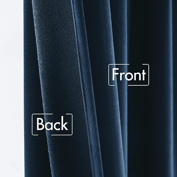MIULEE Velvet Curtains 90 inches - Luxury Blackout Curtains for Bedroom Living Room Thermal Insulated Super Soft Window Drapes Rod Pocket & Back Tab, Navy Blue, W52 x L90 inches, 2 Panels