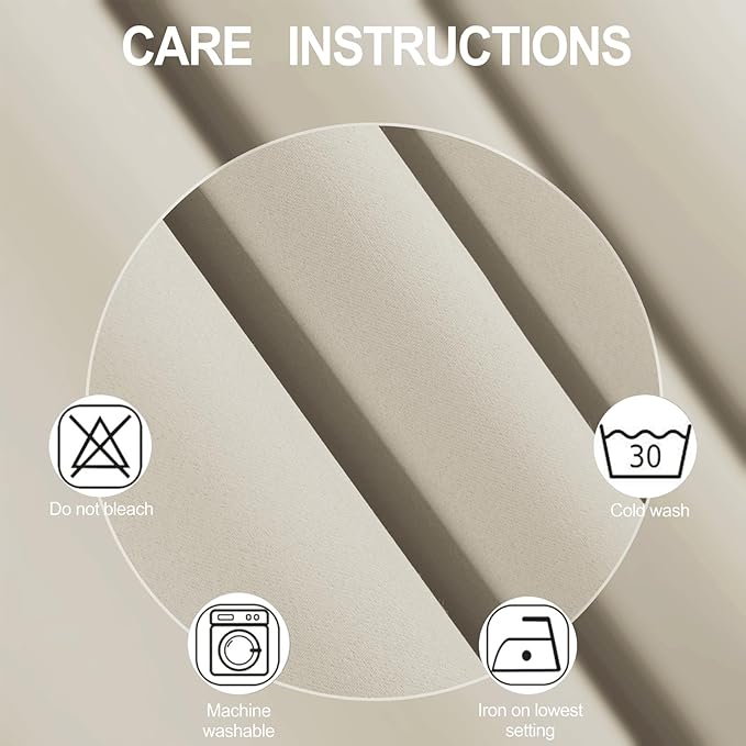 LEMOMO Light Beige Blackout Curtains 42 x 54 Inch Length Set of 2 Panels Grommet Bedroom Curtains for Living Room