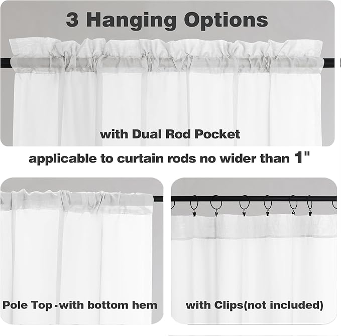 Chyhomenyc White Sheer Curtains 72 Inches Long 2 Panels for Living Room, Light Filtering Front Door Curtains, Soft Gentle Voile Rod Pocket Bedroom Window Drapes, 59Wx72L Inch, 2PCS