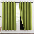 NICETOWN 100% Blackout Window Curtain Panels, Fresh Green, 2 Pieces, 70-inch Wide Per Panel, Full Light Blocking Drapes with Black Liner for Nursery, 72-inch Drop Thermal Insulated Draperies
