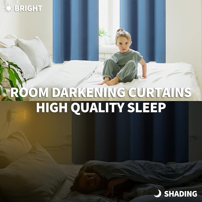 BGment Blackout Curtains for Bedroom - Grommet Thermal Insulated Room Darkening Curtains for Living Room, Set of 2 Panels (52 x 54 Inch, Faded Denim)