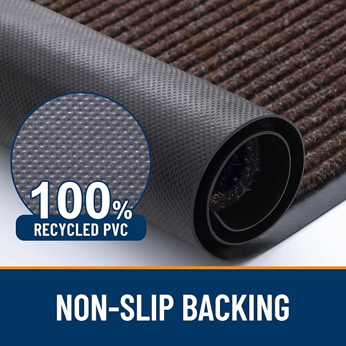 OLANLY Front Door Mat Indoor Outdoor Entrance, 2-Pack 71 x 47 Inch, Waterproof Heavy Duty Doormat, Fade Resistant, Low Profile, Easy Clean Patio Porch Welcome Floor Mats for Entry, Tan