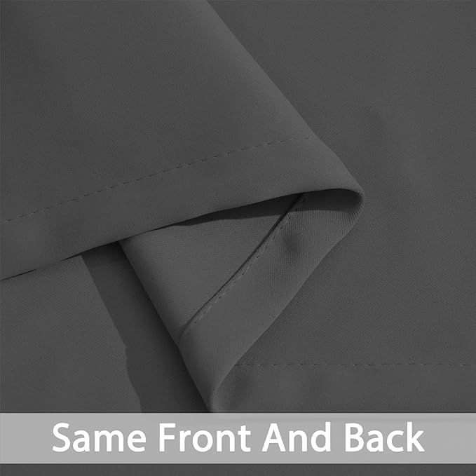 Yakamok Blackout Grey Curtains for Bedroom/Living Room Thermal Insulated, 38" Wide x 63" Long Each Panel,Grommet Top (Set of 2 Panels, Charcoal Grey)