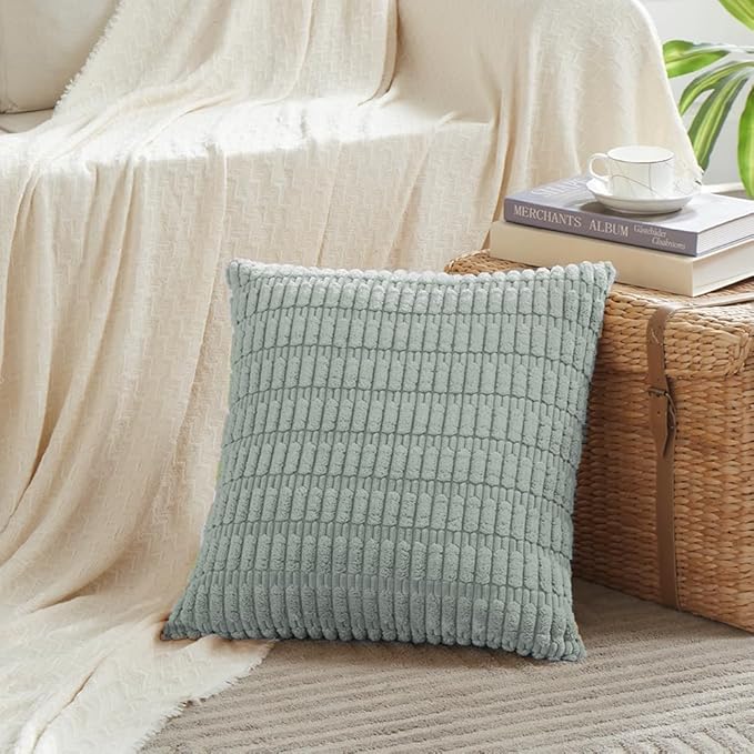 Fancy Homi 4 Packs Decorative Throw Pillow Covers for Living Room Couch Bed, Modern Farmhouse Boho Home Decor, Accent Cushion Case (24 x 24-Inch, Grey Blue)