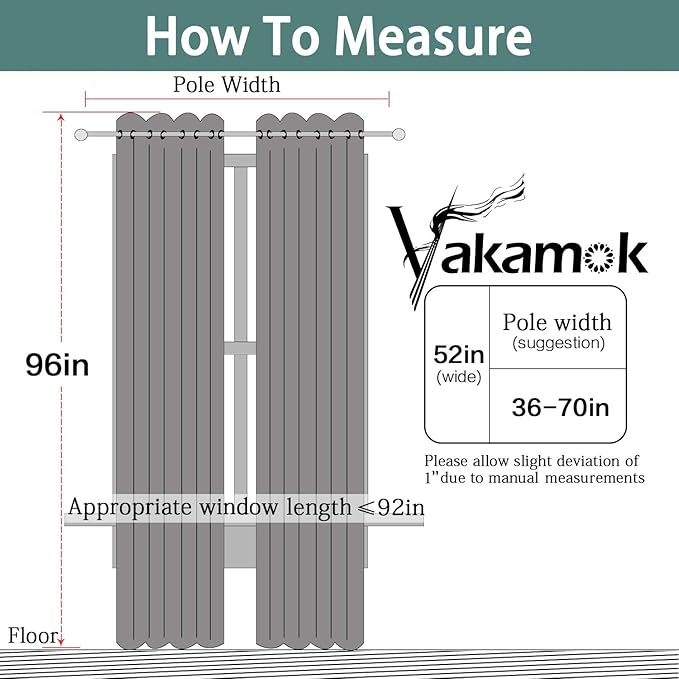 Yakamok Aqua Curtains 96 Inch Length Blackout Room Darkening Drapes Thermal Insulated Grommet Window Treatment Drapes Curtain for Bedroom Living Room,Aqua Blue,W52xL96 inch,Set of 2