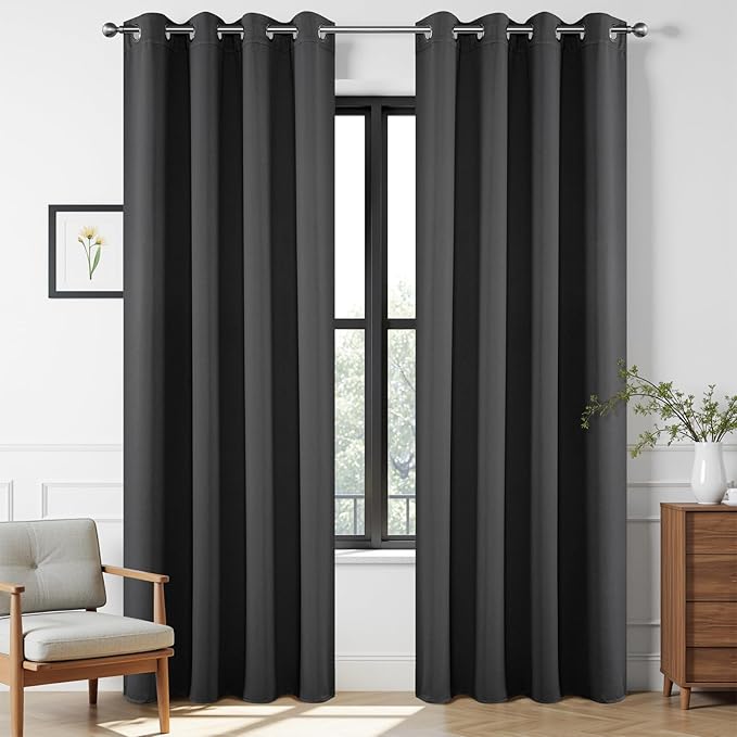 Joydeco Blackout Curtains 84 Inch Length 2 Panels Set, Thermal Insulated Long Drapes 2 Burg, Room Darkening Grommet Drapes for Living Room Bedroom Window