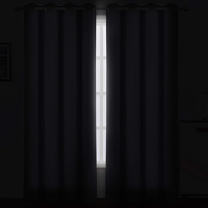 LEMOMO Blackout Curtains 66 x 84 inch/Grey Curtains Set of 2 Panels/Thermal Insulated Room Darkening Bedroom Curtains