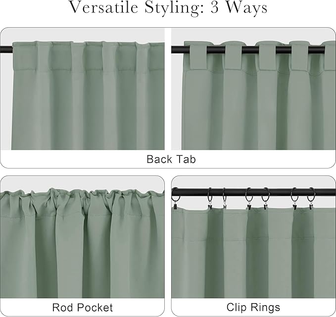 Pony Dance Short Blackout Curtain Panels for Basement, Small Curtains for Bathroom, Thermal Insulated Tiers for Basement (2 Panels, Cream, 34x36 Inch)