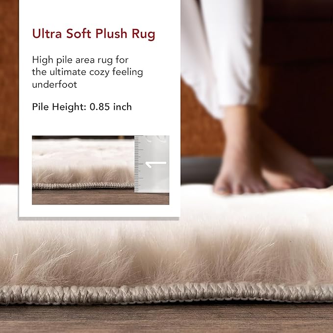 Nuloom Nia Beige, 7'6" x 9'6", Cozy Shag, Fluffy and Soft, High Traffic, Stain Resistant, Easy Clean, Durable Machine Washable Area Rug for Bedroom, Living Room, Dining, Den, Foyer, Entryway