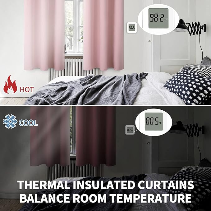 BGment Baby Pink Curtains for Girls Room - Nursery Room Darkening Thermal Insulated Grommet Top Elegant Modern Window Treatment, 2 Panels, 42 x 63 Inch