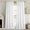 MIULEE White Linen Curtains 98 Inch Long 2 Panels for Bedroom Living Room, Soft Thick Linen Textured Back Tab Window Drapes Semi Sheer Light Filtering Rod Pocket Modern Farmhouse Decor