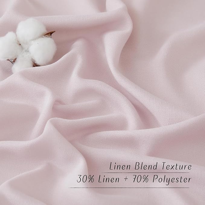 NICETOWN Blush Pink Linen Curtains for Kitchen, Thick Flax Small Window Treatments Semi Sheer Privacy Assured with Light Through for Cafe/Bathroom, W34 x L80, 2 Panels